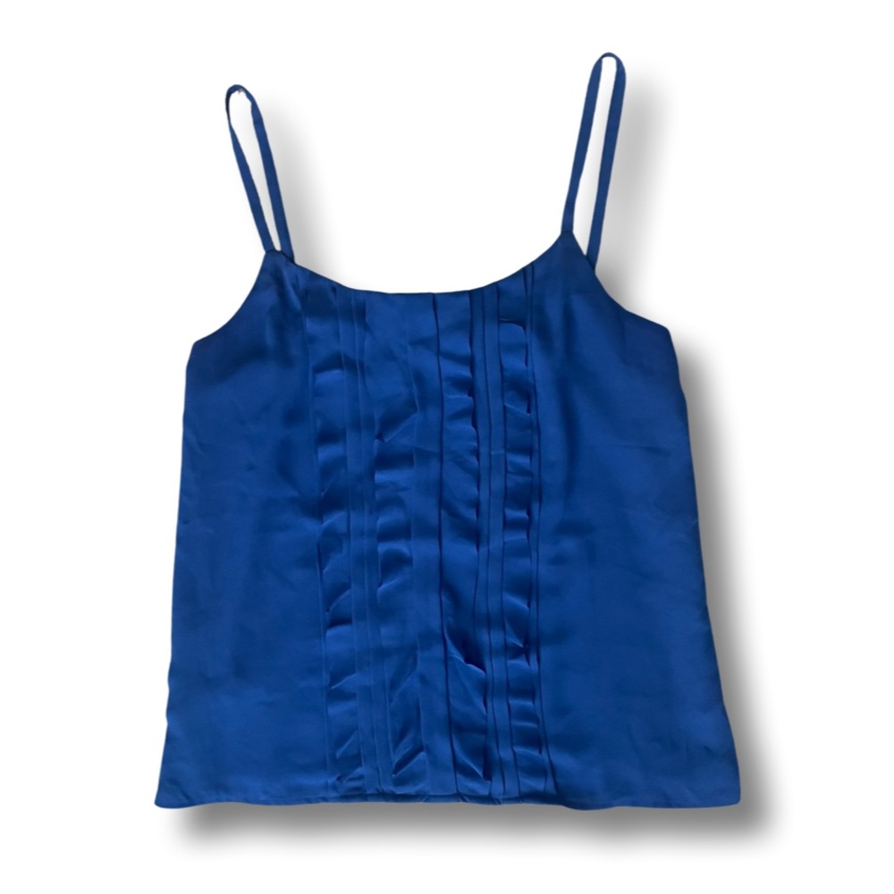 LOFT blue, ruffle tank-top (S)